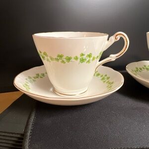Vintage Regency English Bone China - Shamrock Cup And Saucer set of 2